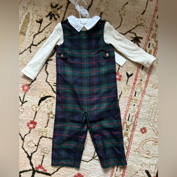 Ralph Lauren Baby Boy Tartan Overall Set with collared shirt - Picture 4 of 5